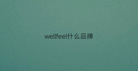 wellfeel什么品牌(well牌子)