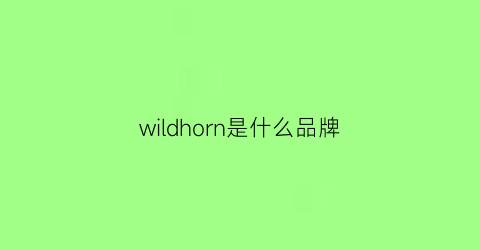 wildhorn是什么品牌(wild是什么牌子)