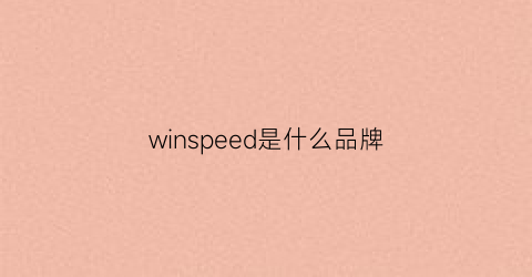 winspeed是什么品牌(windpia是什么牌子)