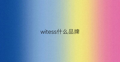 witess什么品牌(+wis+是什么品牌)