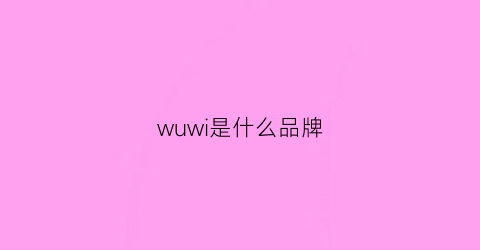 wuwi是什么品牌(wuname是什么品牌)