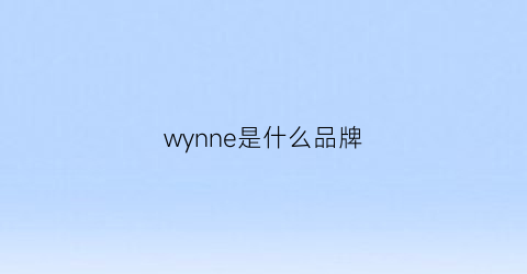 wynne是什么品牌(wynns是什么品牌)