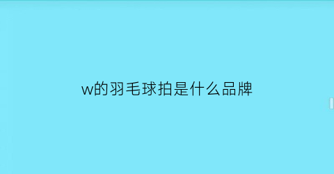 w的羽毛球拍是什么品牌(羽毛球拍w1和w2有什么区别)