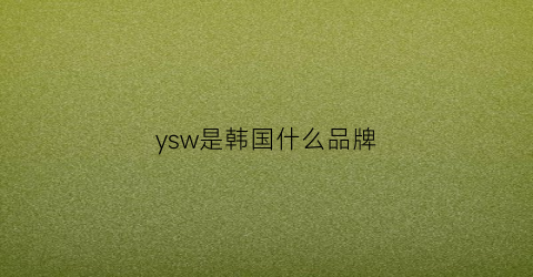 ysw是韩国什么品牌(ysg是什么牌子)