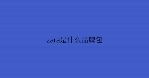 zara是什么品牌包(zara是什么牌子包包)