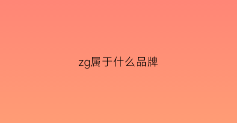 zg属于什么品牌