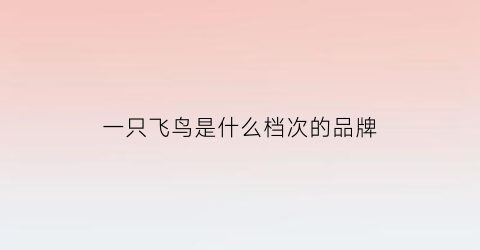 一只飞鸟是什么档次的品牌(一个飞鸟图案的是什么牌子)