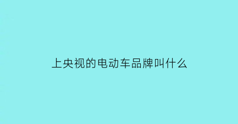 上央视的电动车品牌叫什么(上央视的电动车品牌叫什么来着)