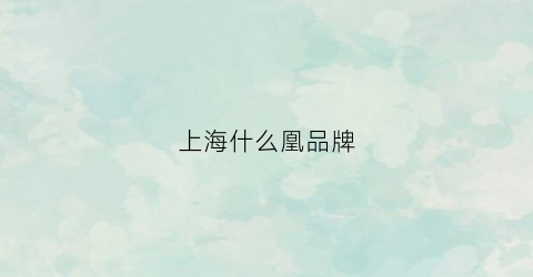 上海什么凰品牌(上海凤凰品牌自营店)