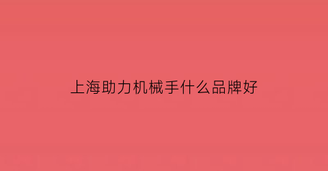 上海助力机械手什么品牌好(上海机械手臂)