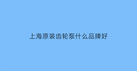 上海原装齿轮泵什么品牌好(上海齿轮油泵厂家)