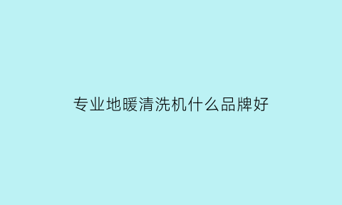 专业地暖清洗机什么品牌好