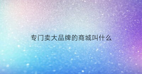 专门卖大品牌的商城叫什么(卖东西的品牌)