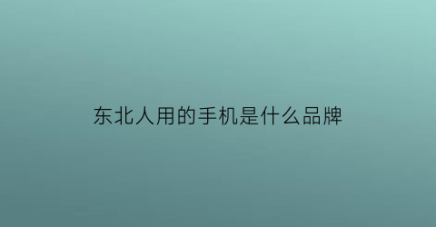 东北人用的手机是什么品牌(东北人怎么用手机)