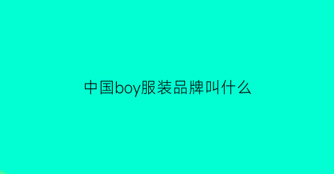 中国boy服装品牌叫什么