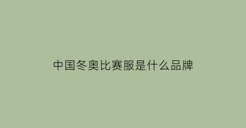 中国冬奥比赛服是什么品牌(中国冬奥比赛服是什么品牌的)