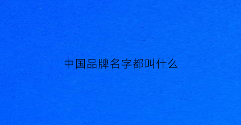 中国品牌名字都叫什么(中国品牌名字都叫什么)