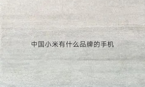 中国小米有什么品牌的手机