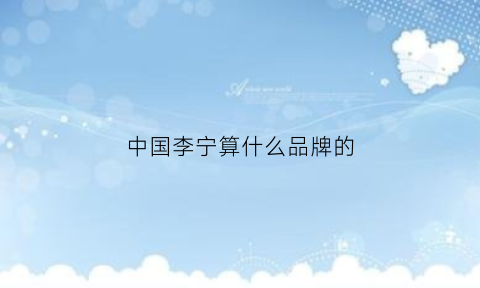 中国李宁算什么品牌的