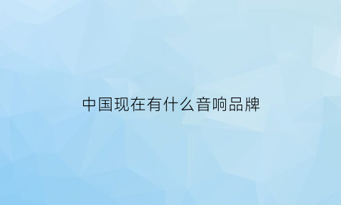 中国现在有什么音响品牌