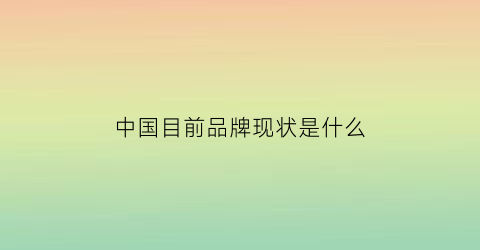 中国目前品牌现状是什么