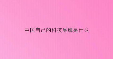 中国自己的科技品牌是什么(中国自己的科技品牌是什么牌子)