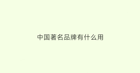 中国著名品牌有什么用(我国著名的品牌)