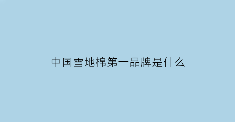 中国雪地棉第一品牌是什么
