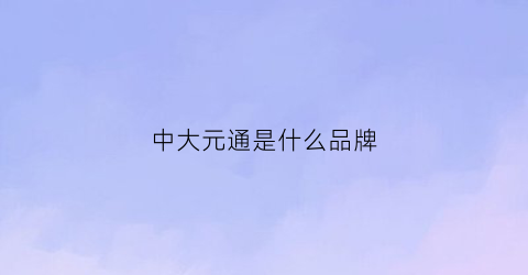 中大元通是什么品牌