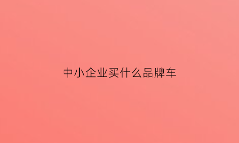 中小企业买什么品牌车