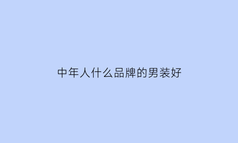 中年人什么品牌的男装好