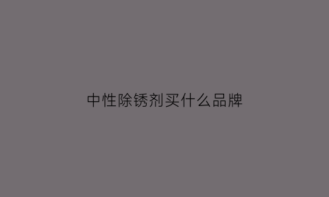 中性除锈剂买什么品牌