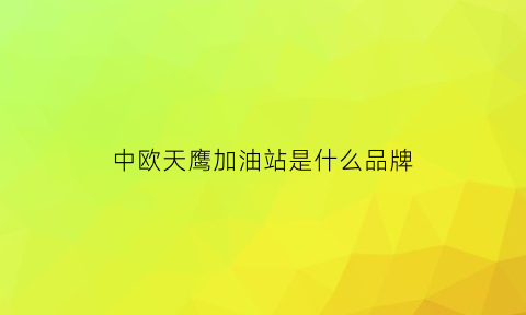 中欧天鹰加油站是什么品牌