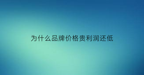 为什么品牌价格贵利润还低(为什么品牌价格贵利润还低呢)