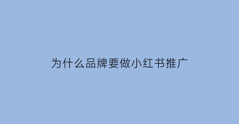 为什么品牌要做小红书推广(小红书为什么要穿搭薯)
