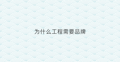 为什么工程需要品牌(工程为什么需要管理)