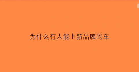 为什么有人能上新品牌的车(为什么有人买车牌)