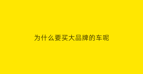 为什么要买大品牌的车呢