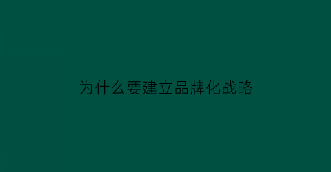 为什么要建立品牌化战略(为什么要建立品牌形象)