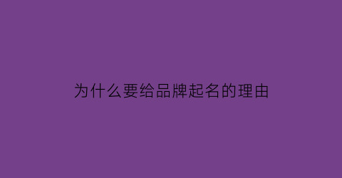 为什么要给品牌起名的理由(为什么要有品牌标志)