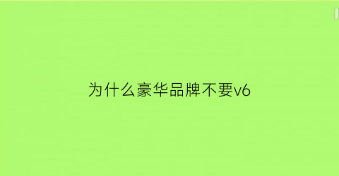 为什么豪华品牌不要v6