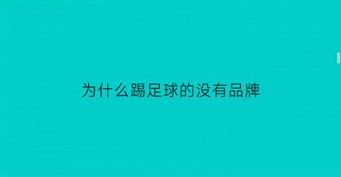 为什么踢足球的没有品牌(为什么有的足球比赛不能买)