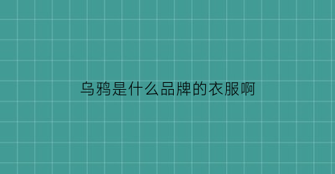 乌鸦是什么品牌的衣服啊(乌鸦同款衣服)