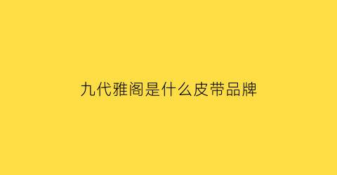 九代雅阁是什么皮带品牌(九代雅阁是什么皮带品牌的)