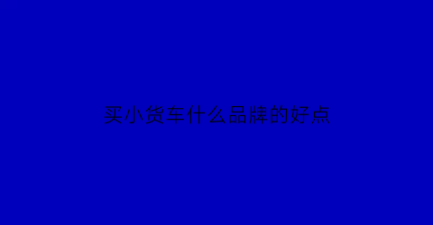 买小货车什么品牌的好点(小货车买哪种好)