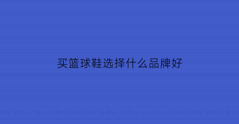 买篮球鞋选择什么品牌好(买篮球鞋选择什么品牌好穿)