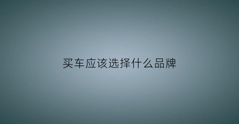 买车应该选择什么品牌(买车子买什么牌子好)