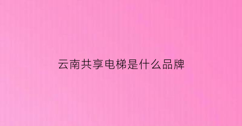 云南共享电梯是什么品牌(云南共享电梯是不是骗局)