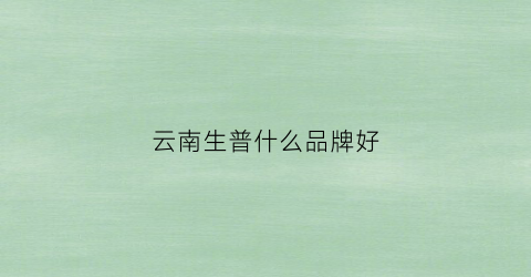 云南生普什么品牌好(云南生普排名)