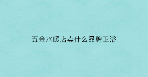 五金水暖店卖什么品牌卫浴(五金水暖在哪里进货)